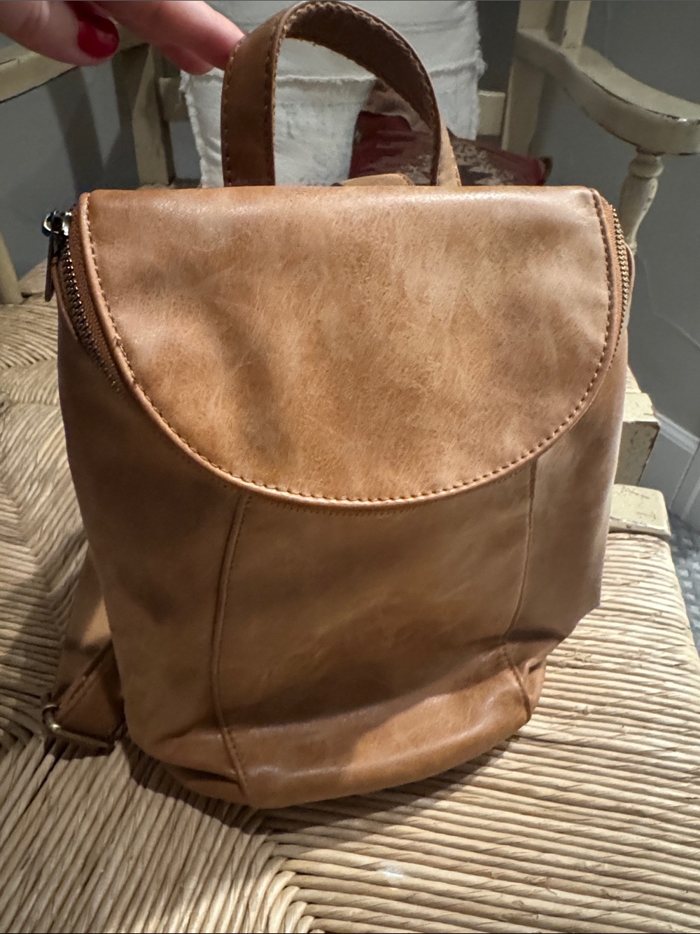 Joy Susan Tan Leather Backpack